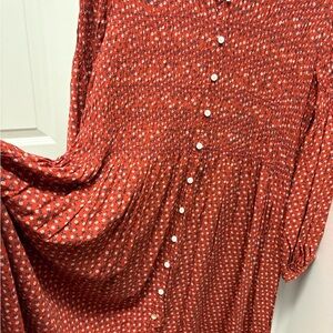 Red Floral Button-Up Dress